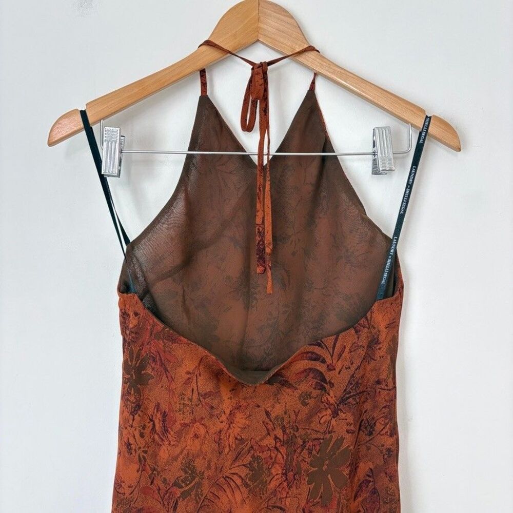 Vintage Laundry by Shelli Segal Rust Brown Floral Maxi Dress Sz 6 Dark Romantic - Picture 7 of 12